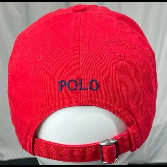 🐎New Polo Ralph Lauren Adjustable Red Hat Cap - Picture 2 of 4